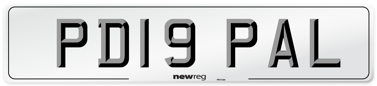 PD19 PAL Number Plate from New Reg